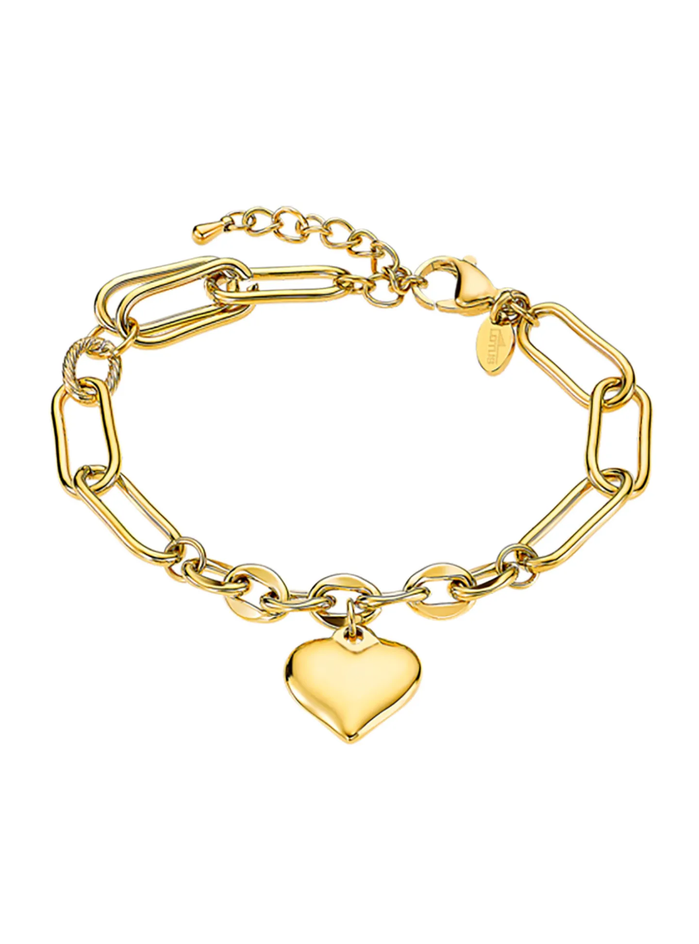Bracelet Lotus Style acier doré pampille coeur