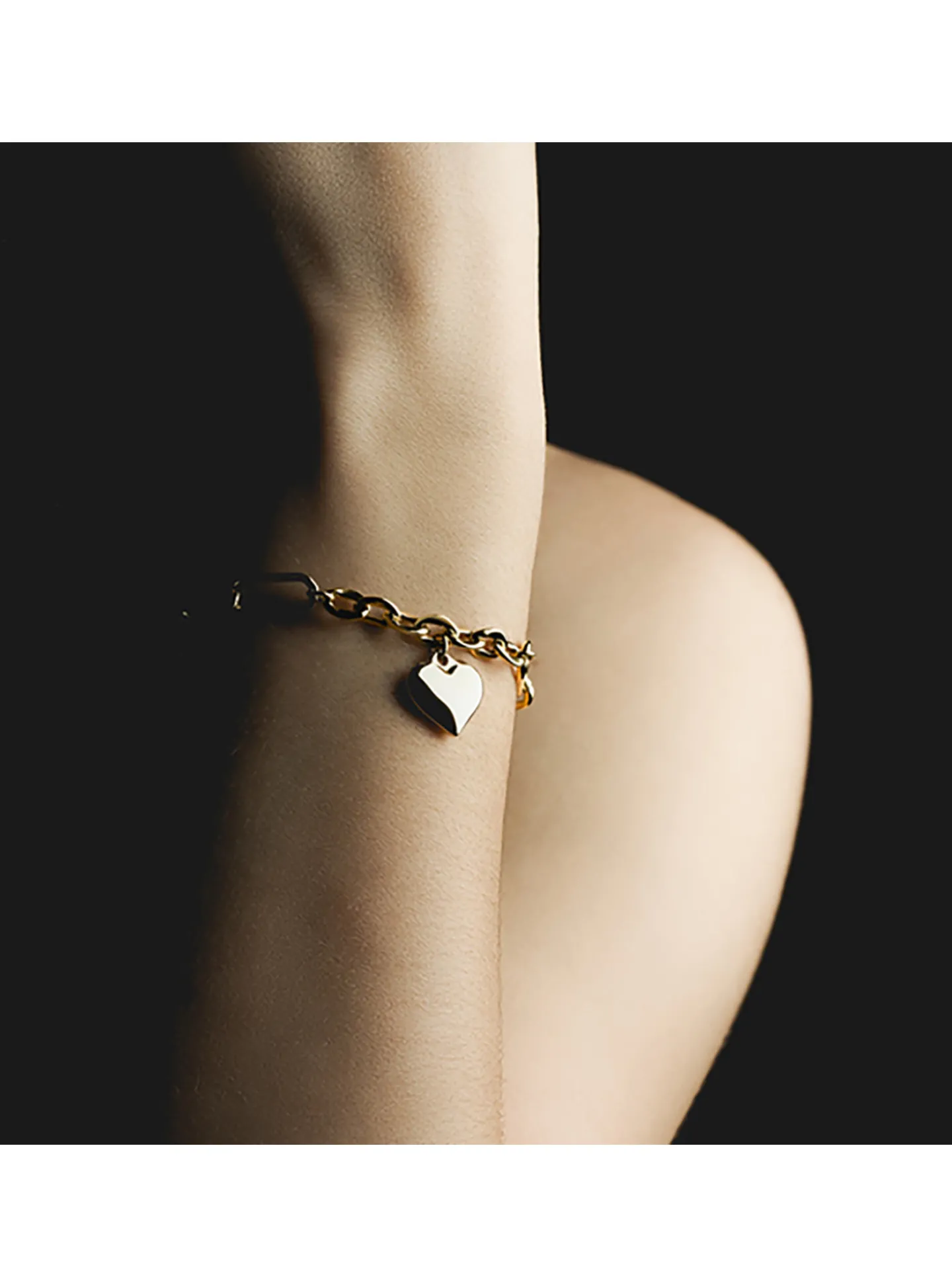 Bracelet Lotus Style acier doré pampille coeur