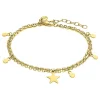 Bracelet Lotus Style double rang acier doré_x005f_x000D_pampilles