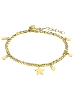 Bracelet Lotus Style double rang acier doré_x005f_x000D_pampilles