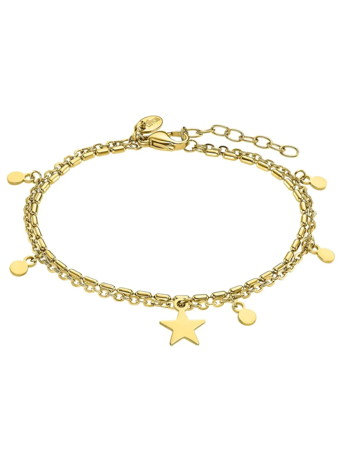 Bracelet Lotus Style double rang acier doré_x005f_x000D_pampilles