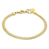 Bracelet Lotus Style Maille Miroir Acier Doré