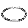 Bracelet Lotus Style Perles Noires acier