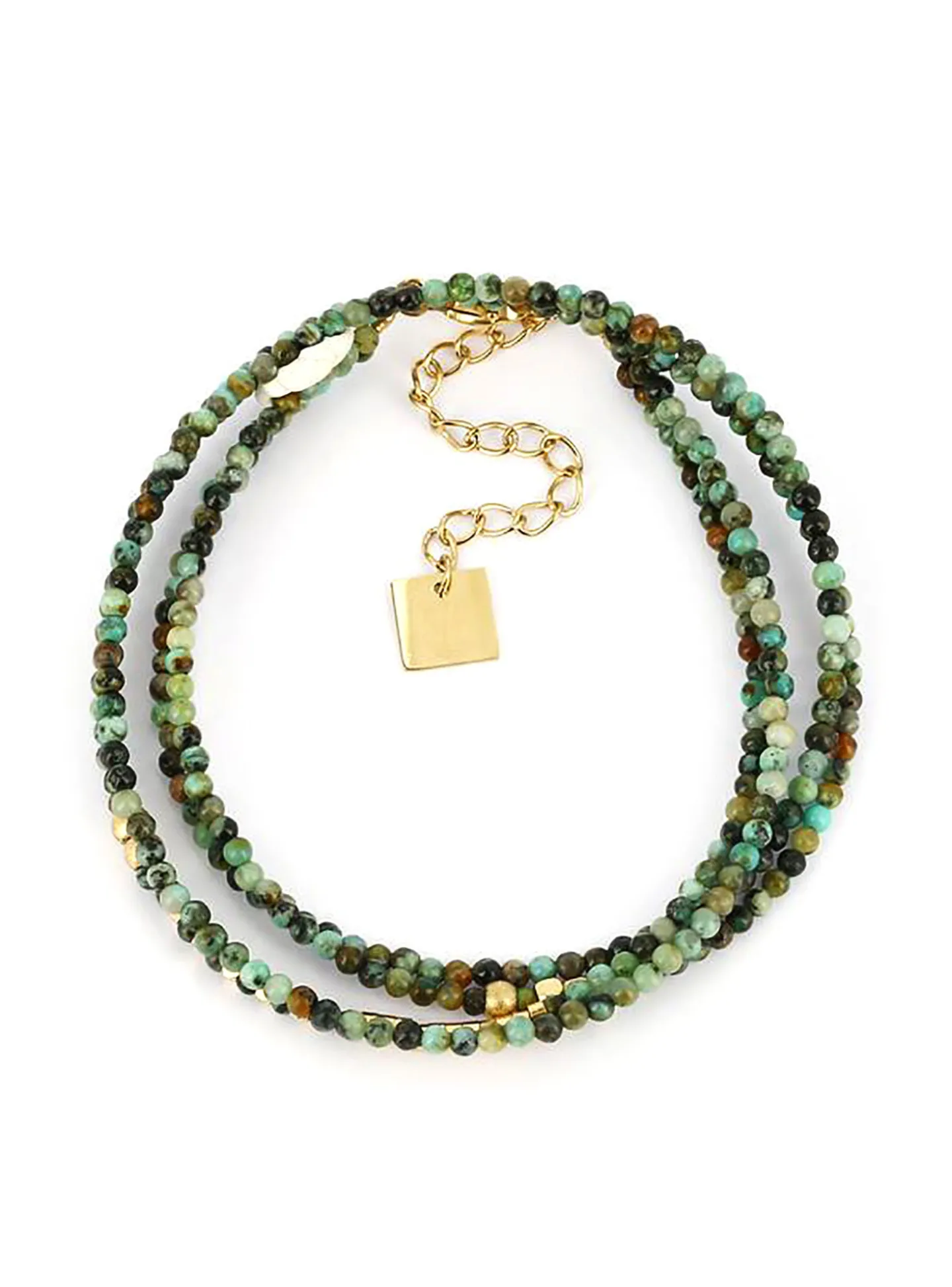 Bracelet multirang Zag Favela acier doré turquoise_x005f_x000D_africaine