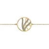 Bracelet or 18 carats motif courbe pailleté cercle