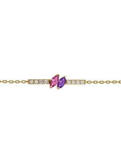 Bracelet or améthyste saphir rose diamants