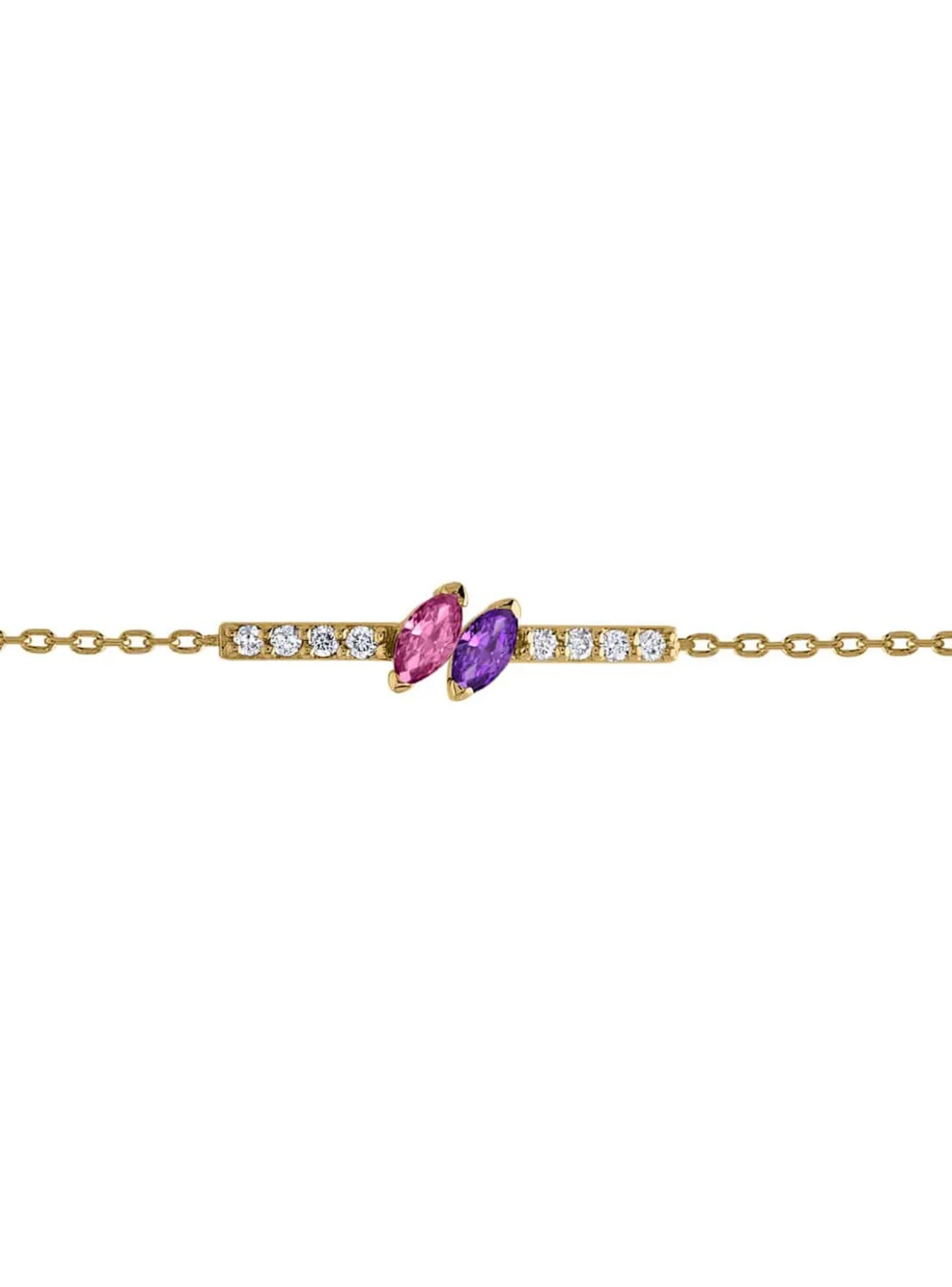 Bracelet or améthyste saphir rose diamants