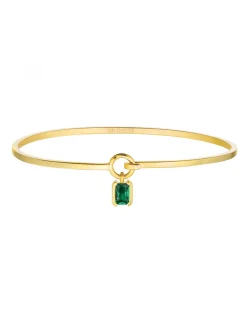 Bracelet Sif Jakobs Roccanova argent palqué or_x005f_x000D_pampille oxyde de zirconium vert