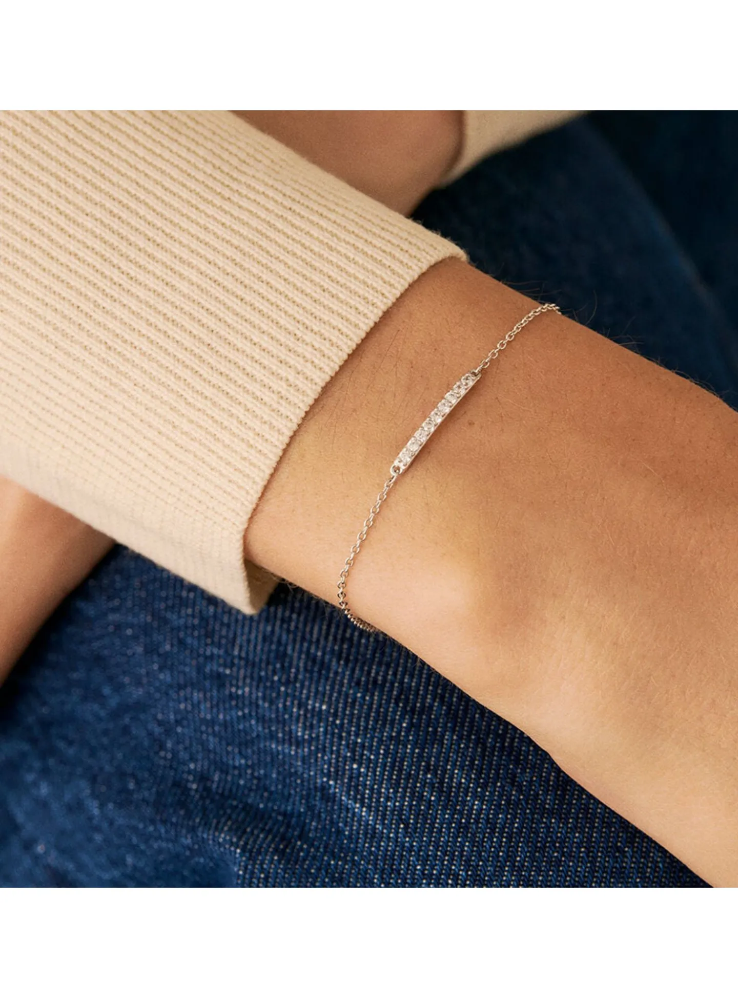 Bracelet souple Agatha Barshine_x005f_x000D_argent et oxyde de zirconium
