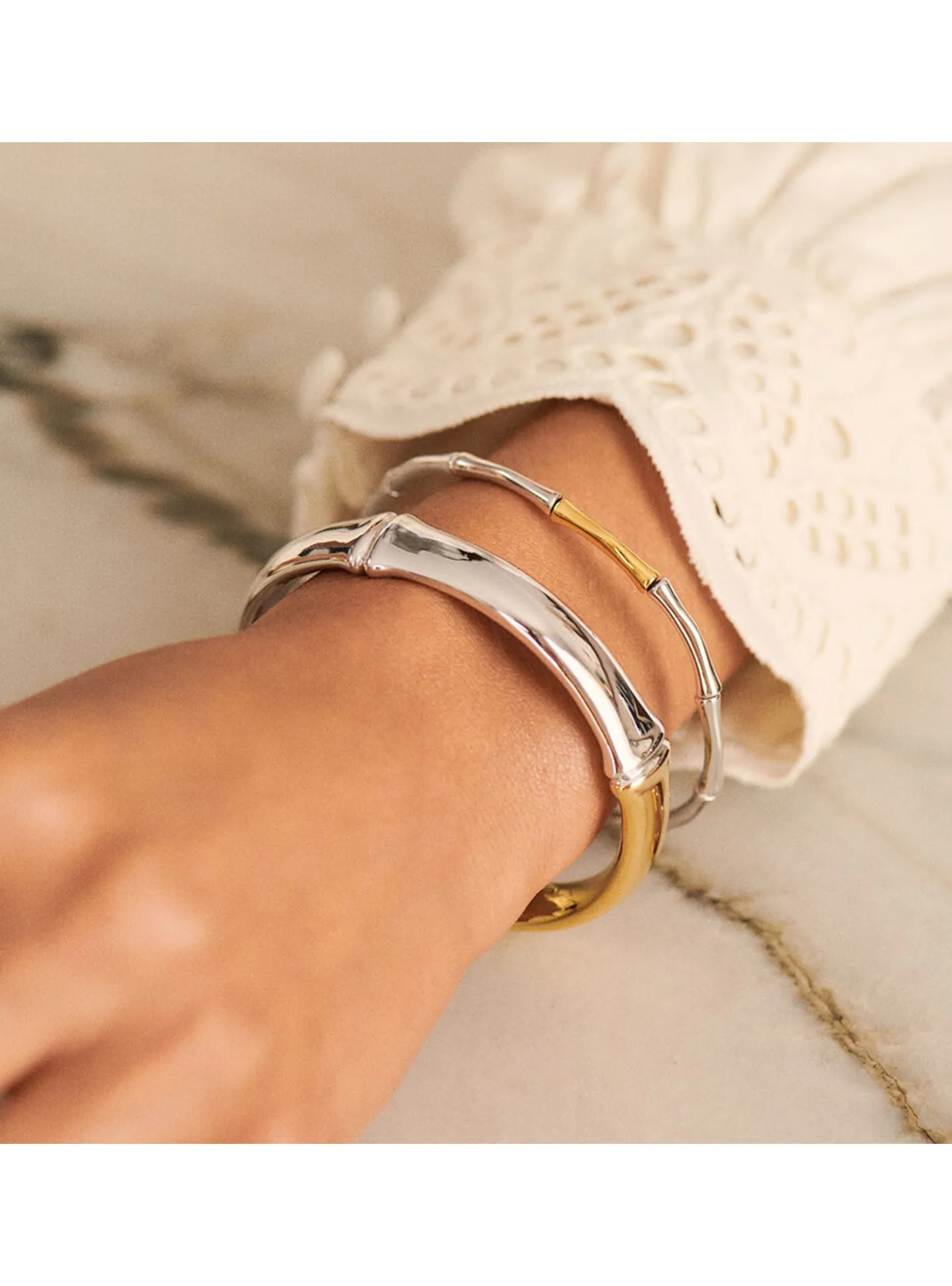 Bracelet souple Agatha Bamboo argenté