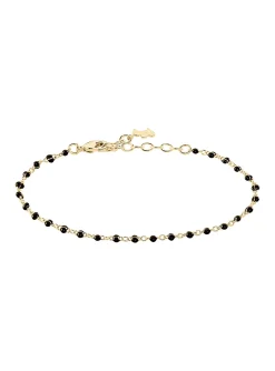 Bracelet souple Agatha Smarty doré perles émail noir