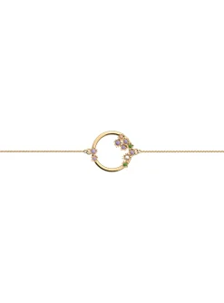 Bracelet souple Les Cadettes fleur de cactus_x005f_x000D_oxydes de zirconium vert et parme