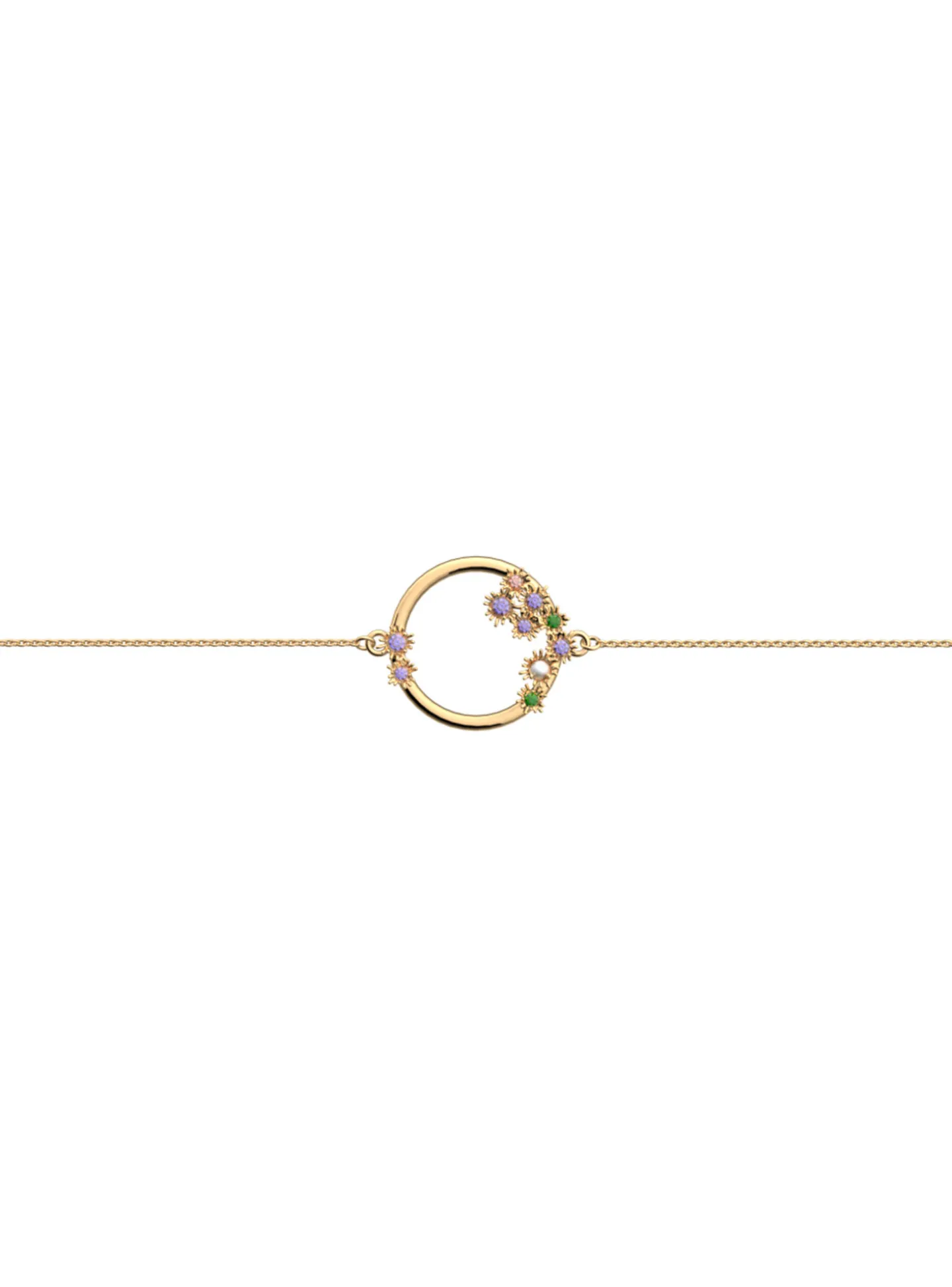 Bracelet souple Les Cadettes fleur de cactus_x005f_x000D_oxydes de zirconium vert et parme