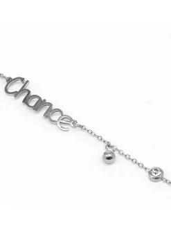 Bracelet Zag acier blanc message "Chance"