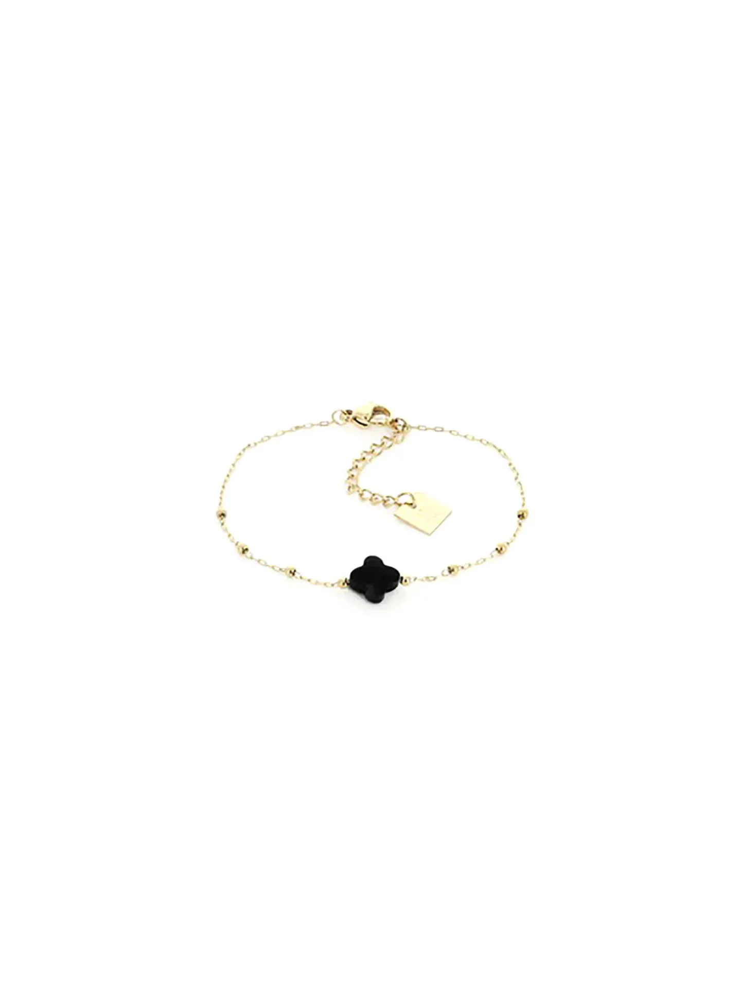 Bracelet Zag acier doré trèfle onyx noir_x005f_x000D_collection Velasquez