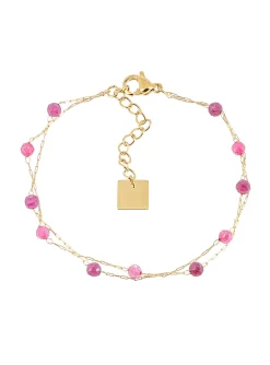 Bracelet Zag Baijoux Hinaku acier doré perles roses