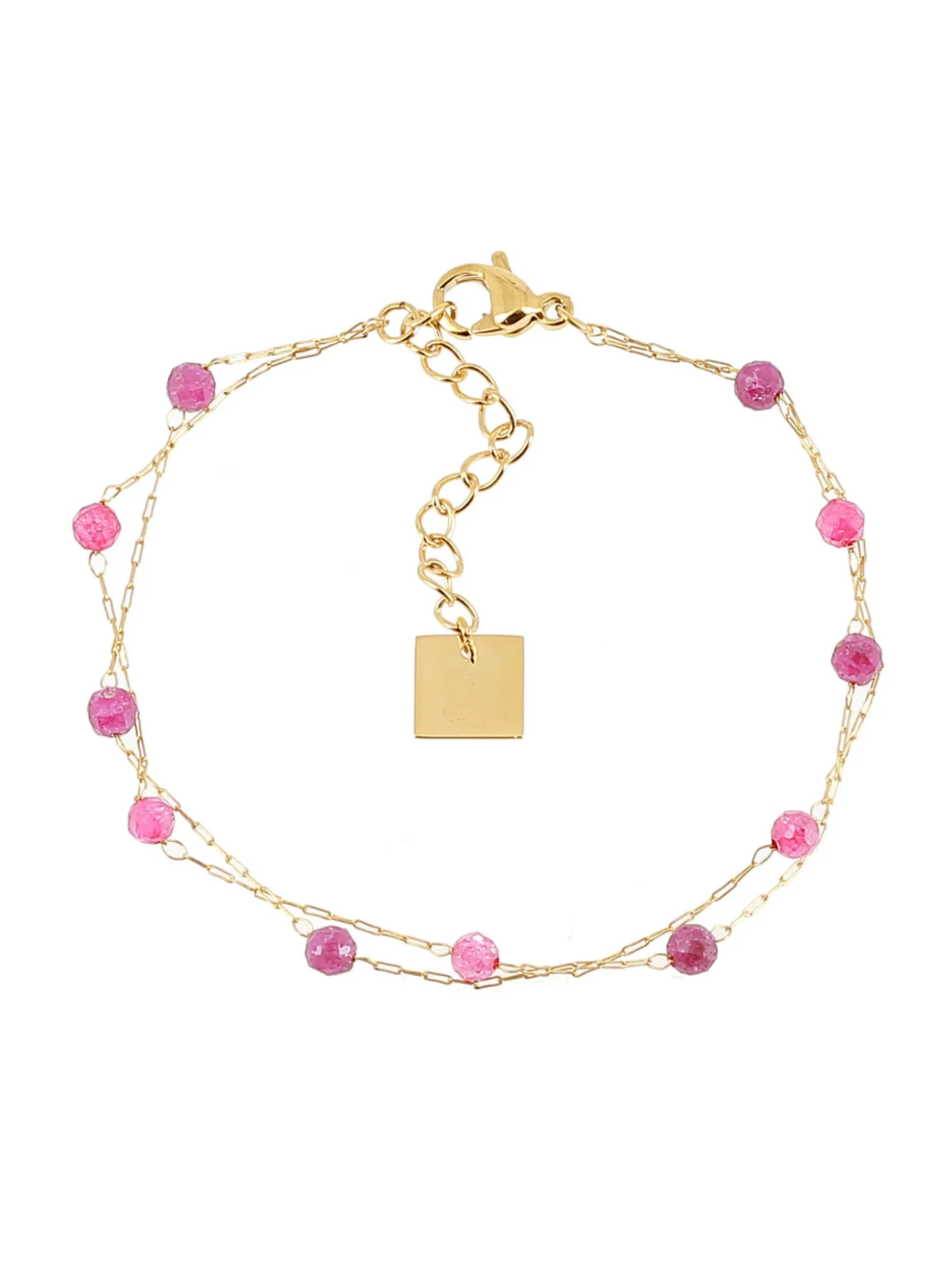 Bracelet Zag Baijoux Hinaku acier doré perles roses