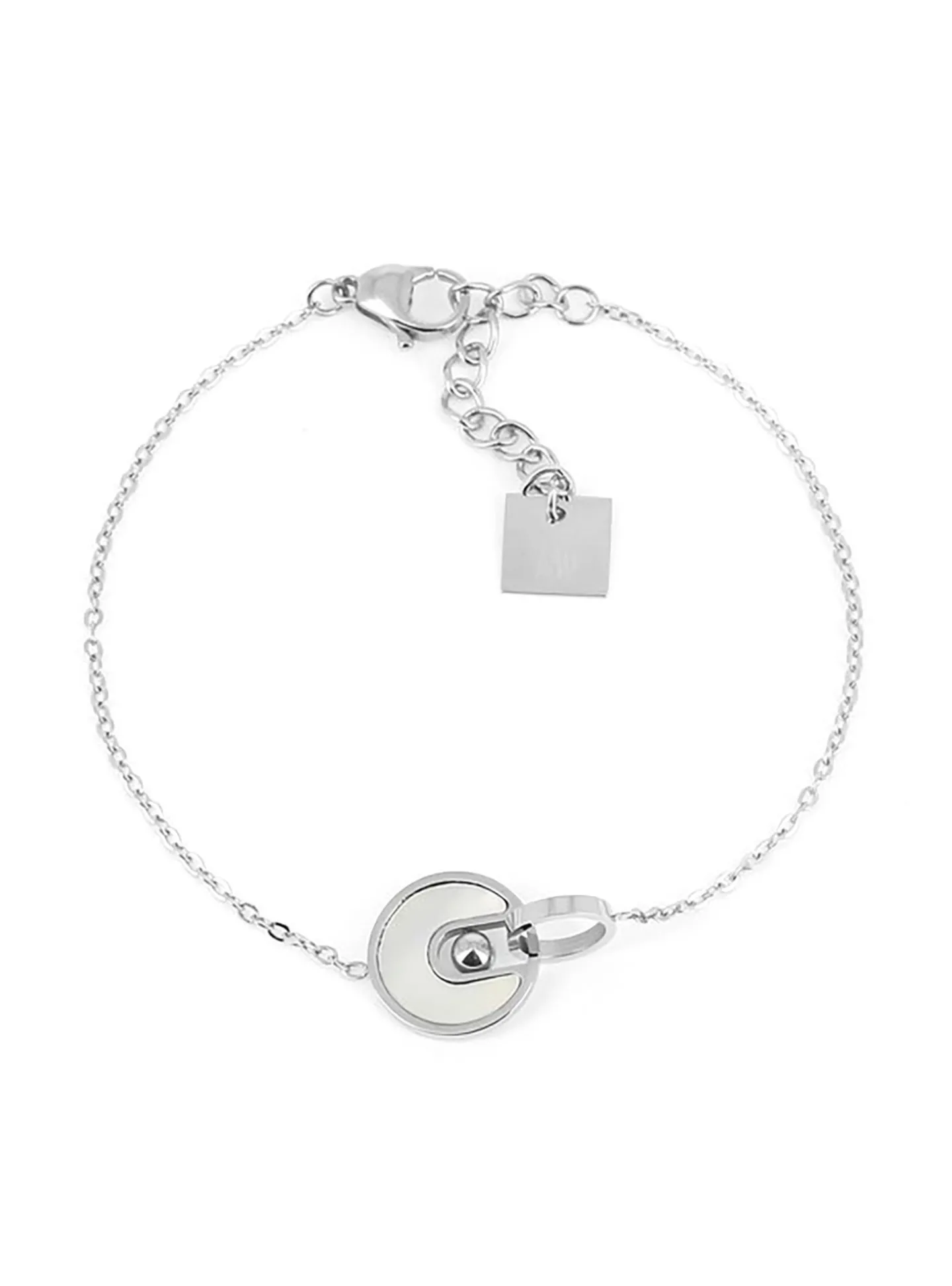 Bracelet Zag Bijoux acier nacre blanche