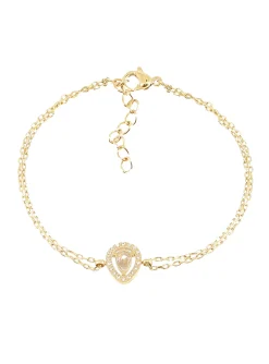 Bracelet Zag Bijoux acier doré goutte empierrée