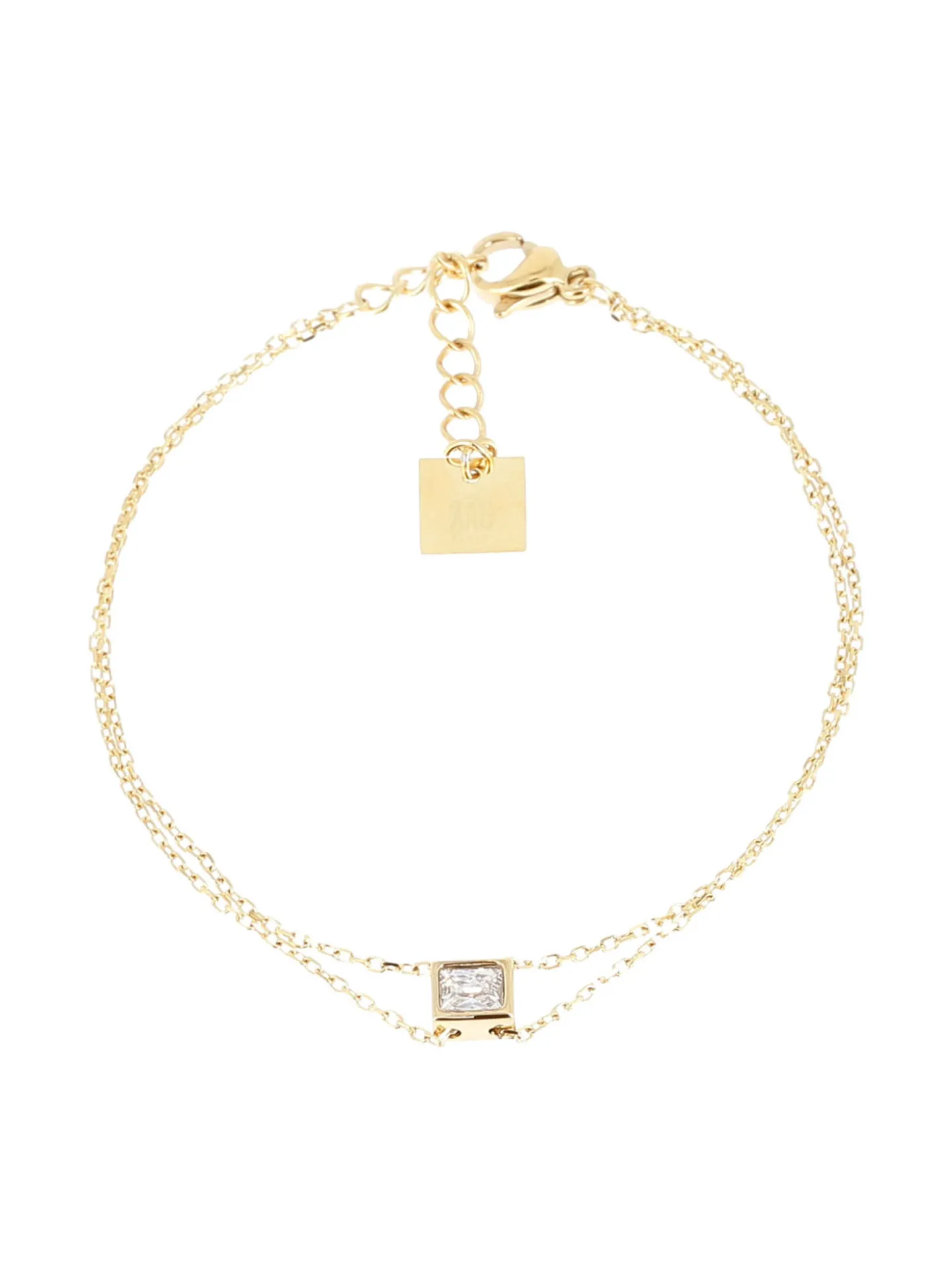 Bracelet Zag Bijoux acier doré oxyde rectangle oxyde