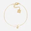 Bracelet Zag Bijoux acier doré quartz rose et perle