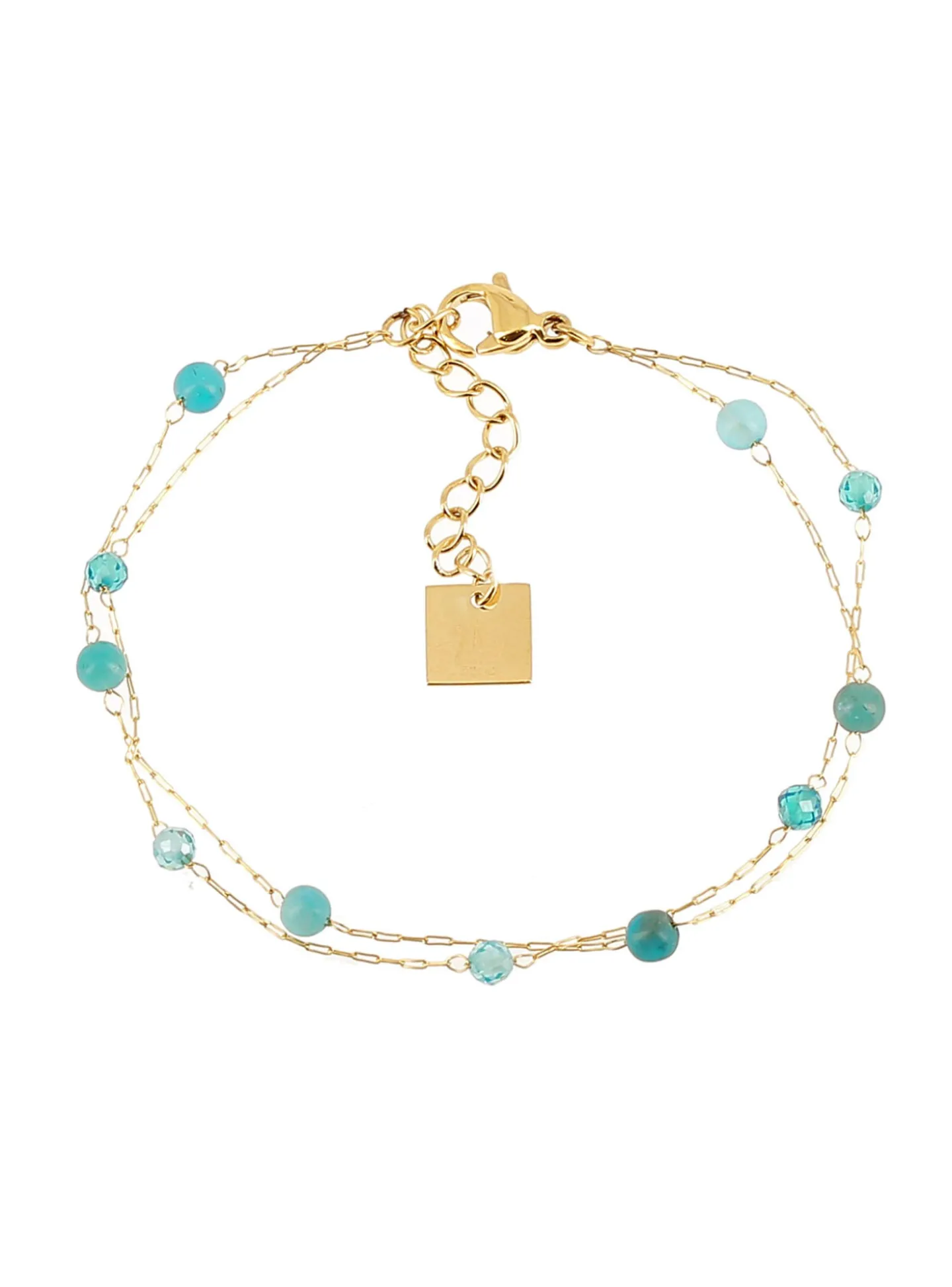 Bracelet Zag Bijoux acier doré apatite/zirconium