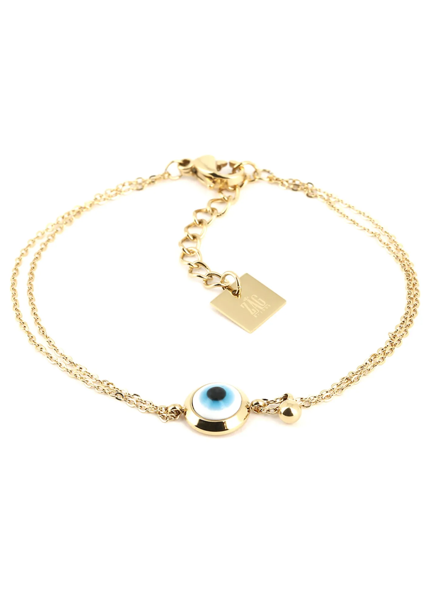 Bracelet Zag Bijoux acier doré médaillon oeil blanc_x005f_x000D_collection Nazareth
