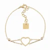 Bracelet Zag Bijoux acier doré coeur oxydes
