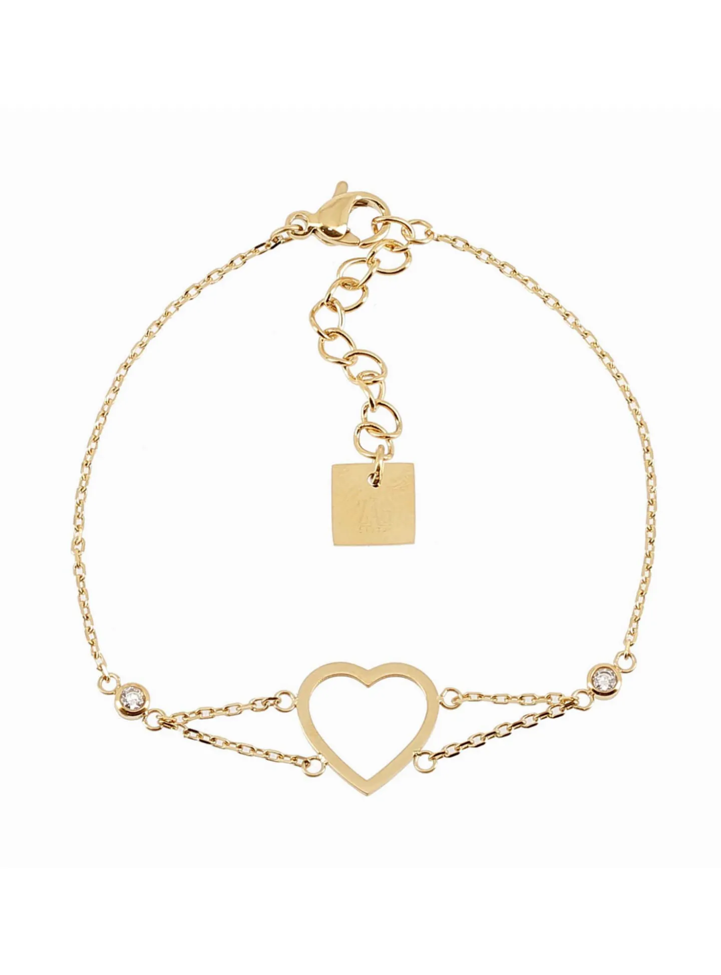 Bracelet Zag Bijoux acier doré coeur oxydes