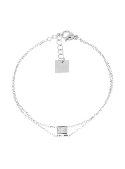 Bracelet Zag Bijoux acier rectangle zirconium