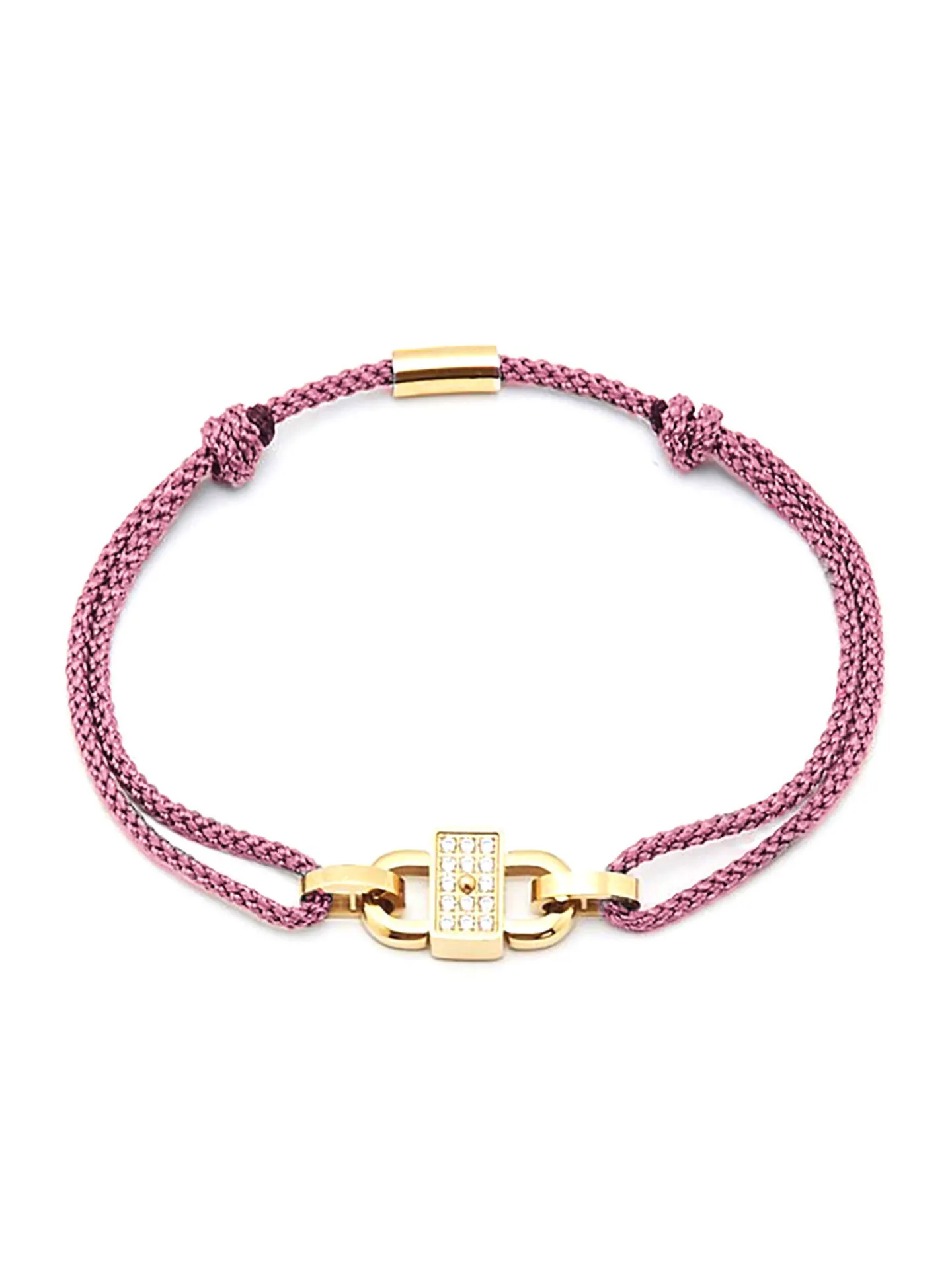 Bracelet Zag Bijoux Adriette cordon rose_x005f_x000D_médaillon serti d'oxyde de zirconium