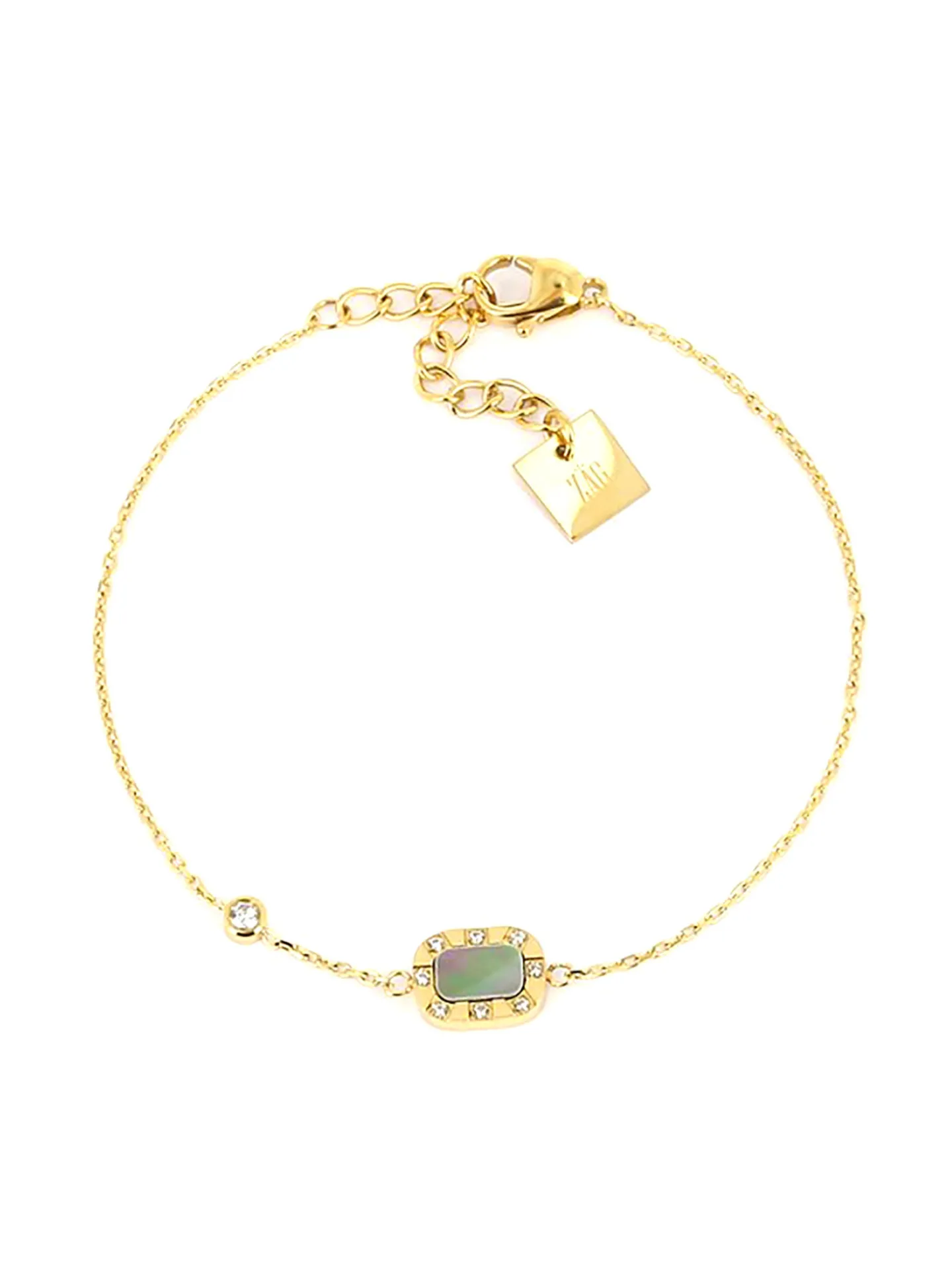 Bracelet Zag Bijoux Anna acier doré nacre grise_x005f_x000D_oxydes