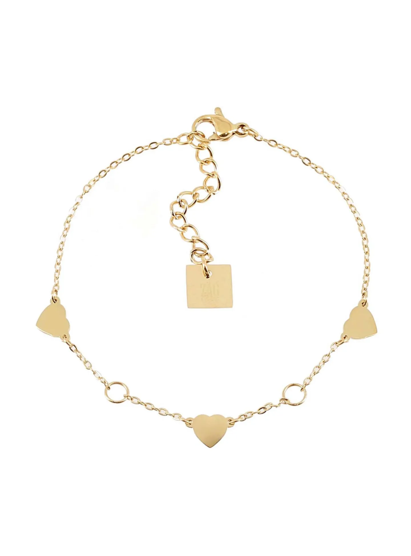 Bracelet Zag Bijoux Aphaia acier doré cercle/coeur