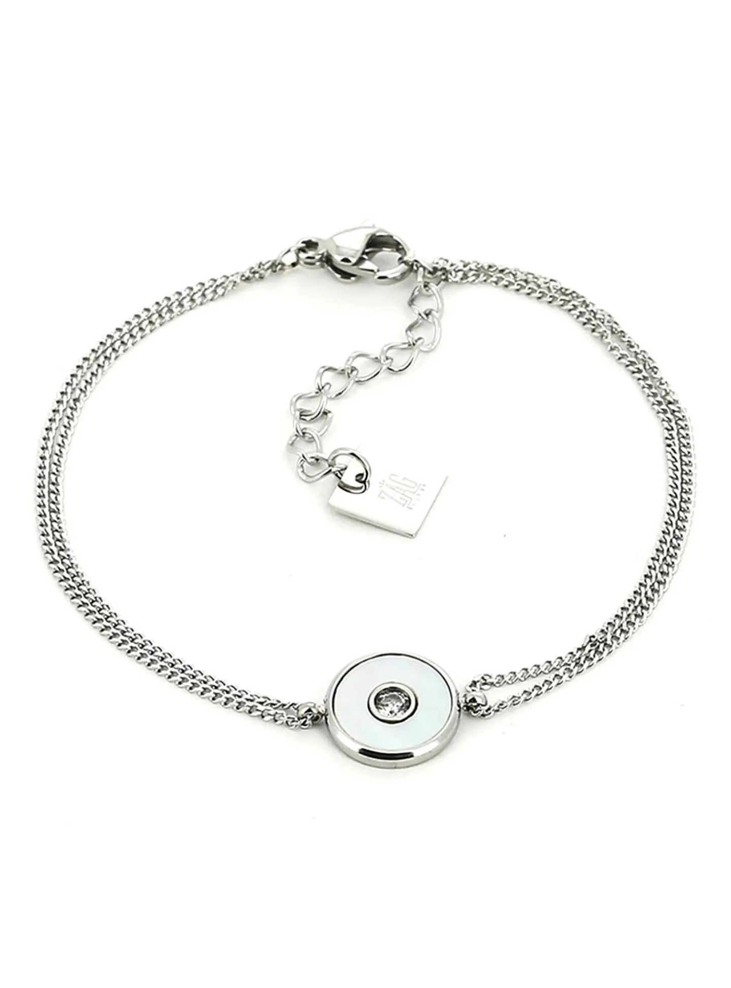 Bracelet Zag Bijoux Aretha acier nacre blanche