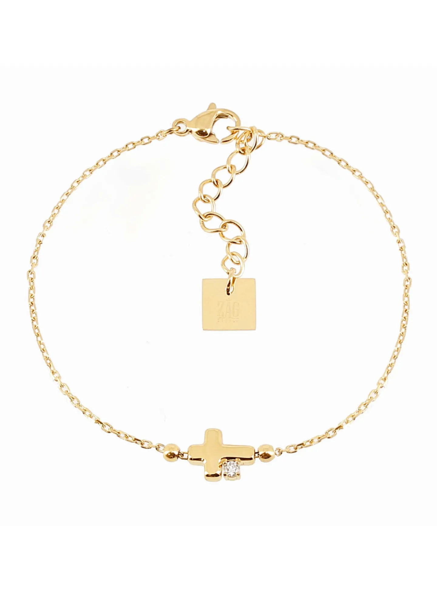 Bracelet Zag Bijoux Asmar acier doré croix