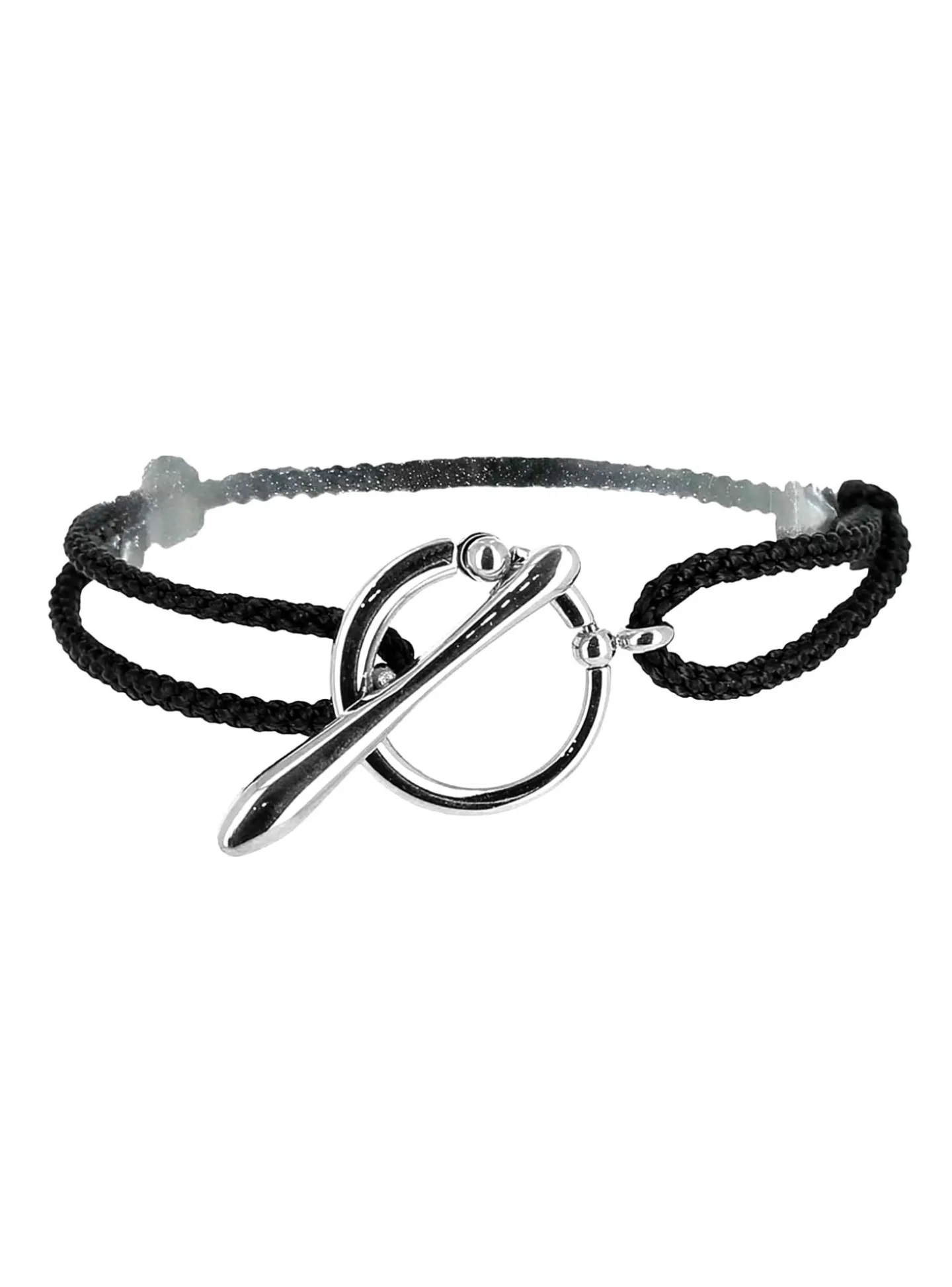 Bracelet Zag Bijoux Belmonte noir et acier ajustable