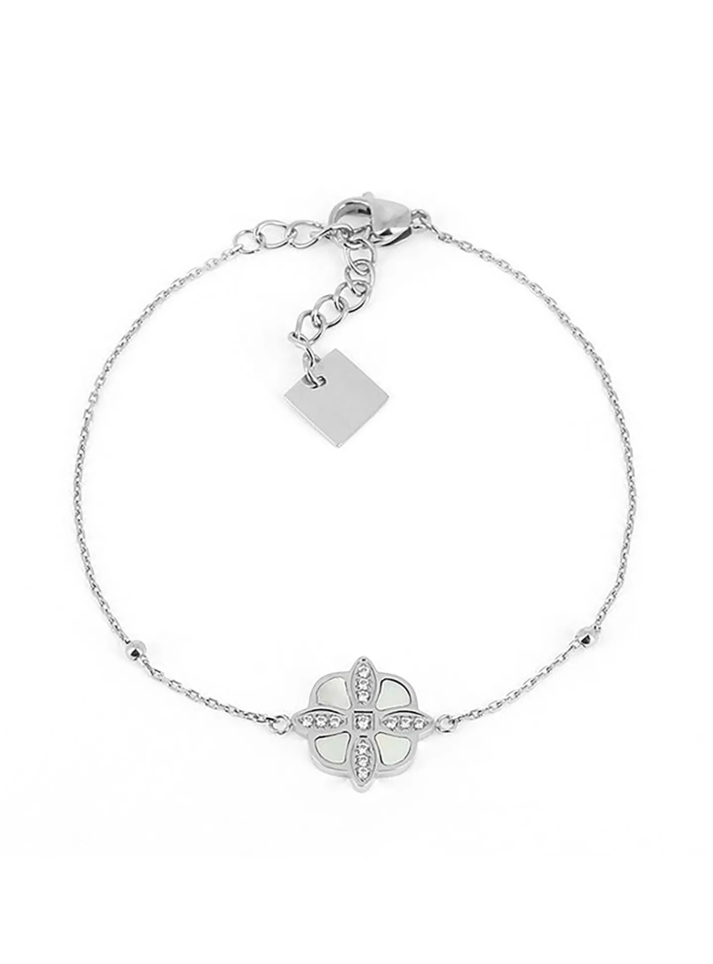 Bracelet Zag Bijoux Chambord acier_x005f_x000D_fleur nacre zirconium