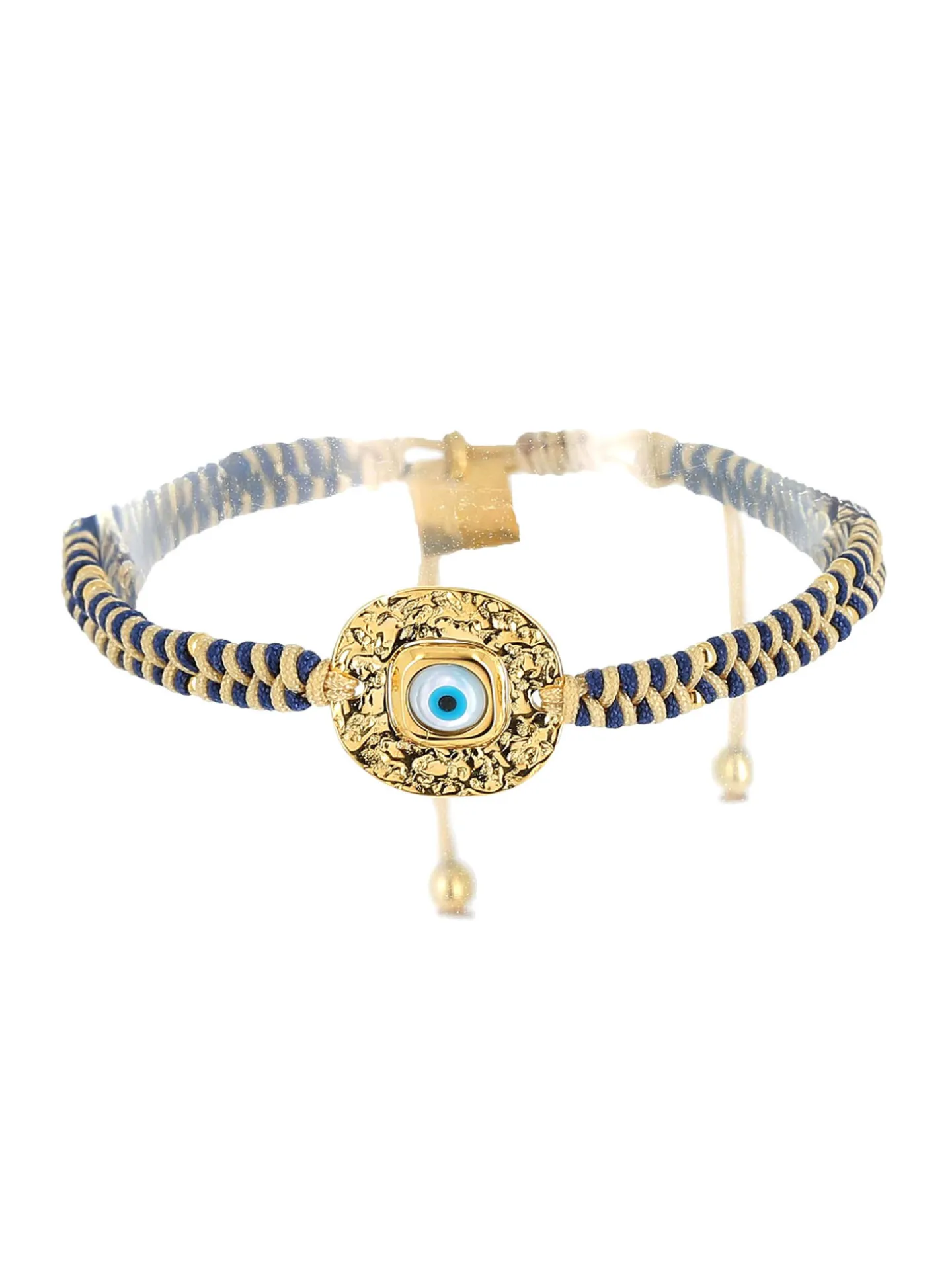Bracelet Zag Bijoux Cordona cordon bleu et beige_x005f_x000D_medaillon oeil