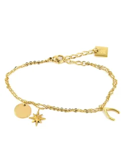 Bracelet Zag Bijoux deux rangs pampilles acier