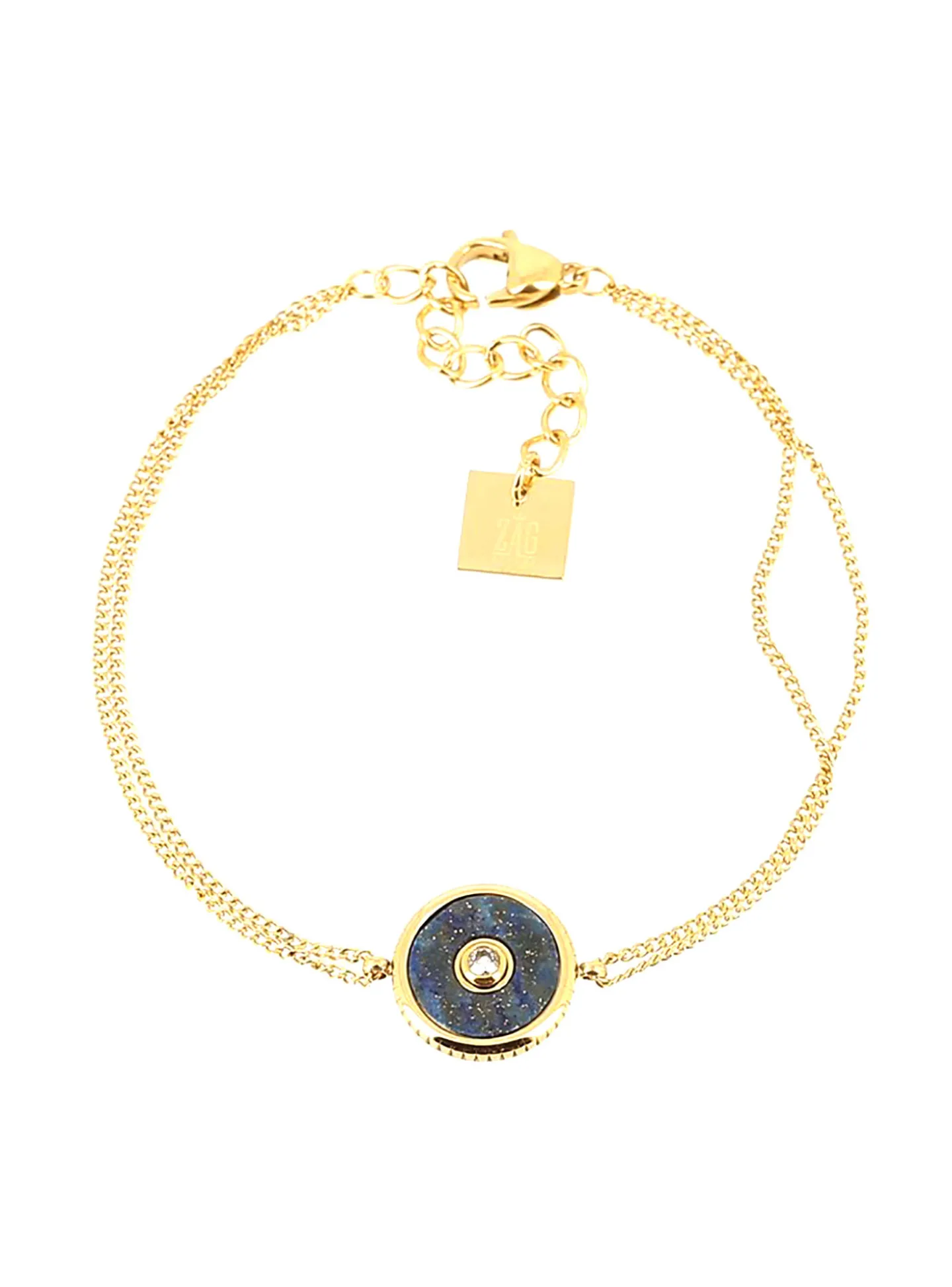 Bracelet Zag Bijoux double chaîne lapis lazuli