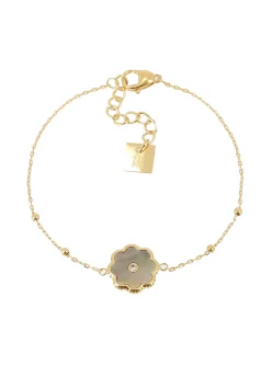 Bracelet Zag Bijoux Fiore acier doré fleur nacre