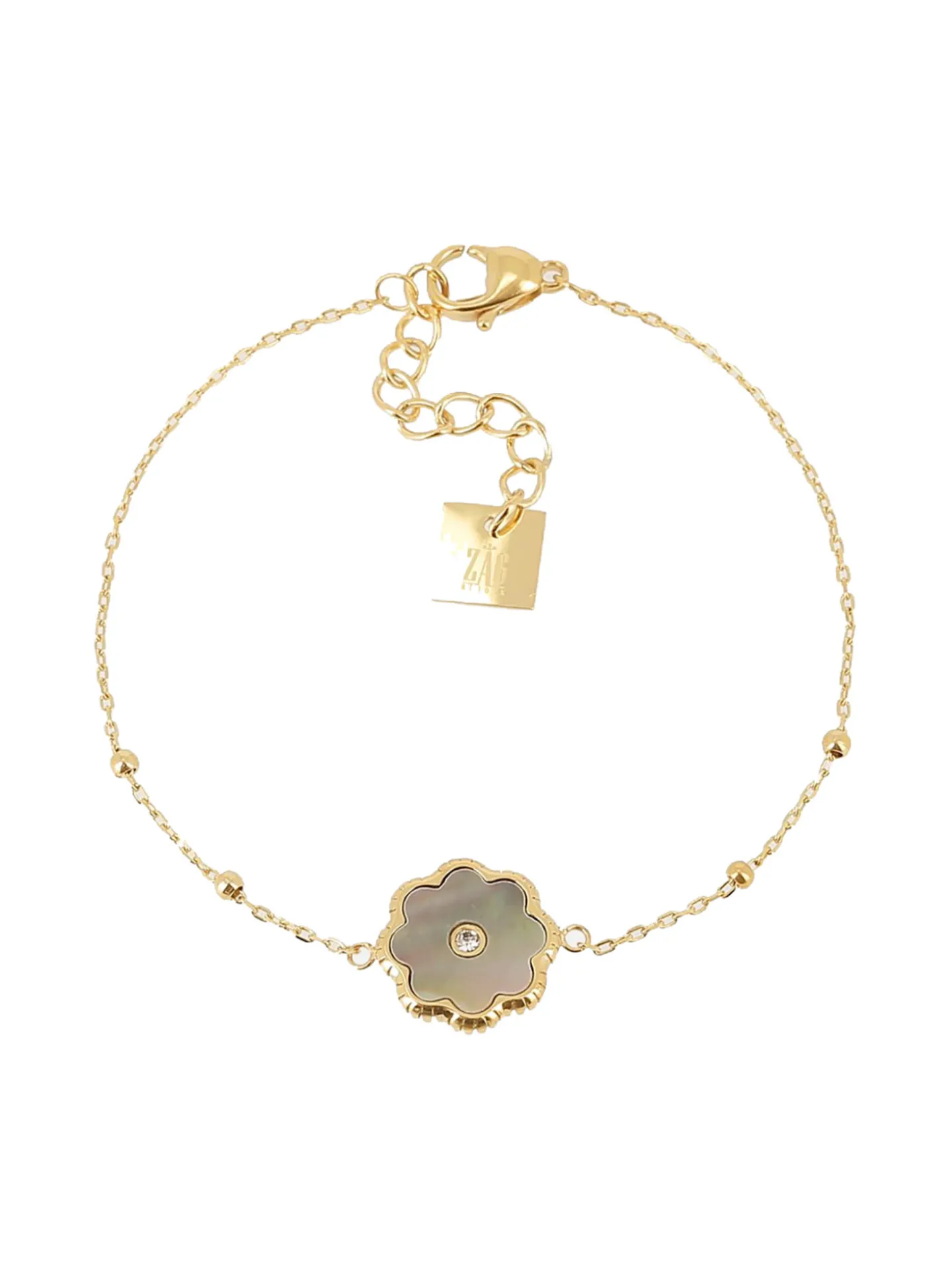 Bracelet Zag Bijoux Fiore acier doré fleur nacre