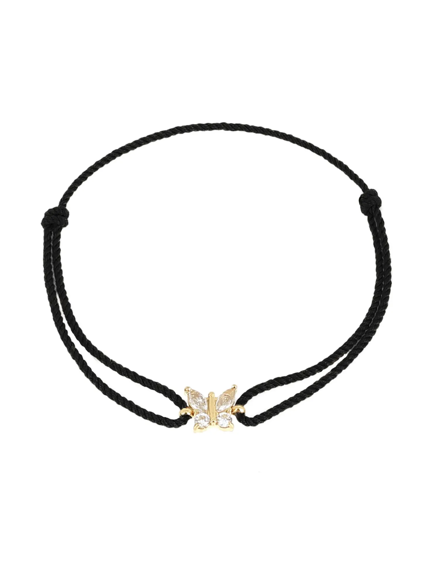 Bracelet Zag Bijoux Heracles acier doré cordon noir_x005f_x000D_papillon zirconium