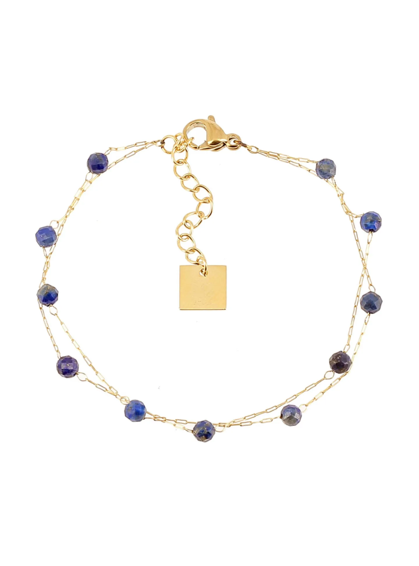 Bracelet Zag Bijoux Hinaku acier doré lapis lazuli