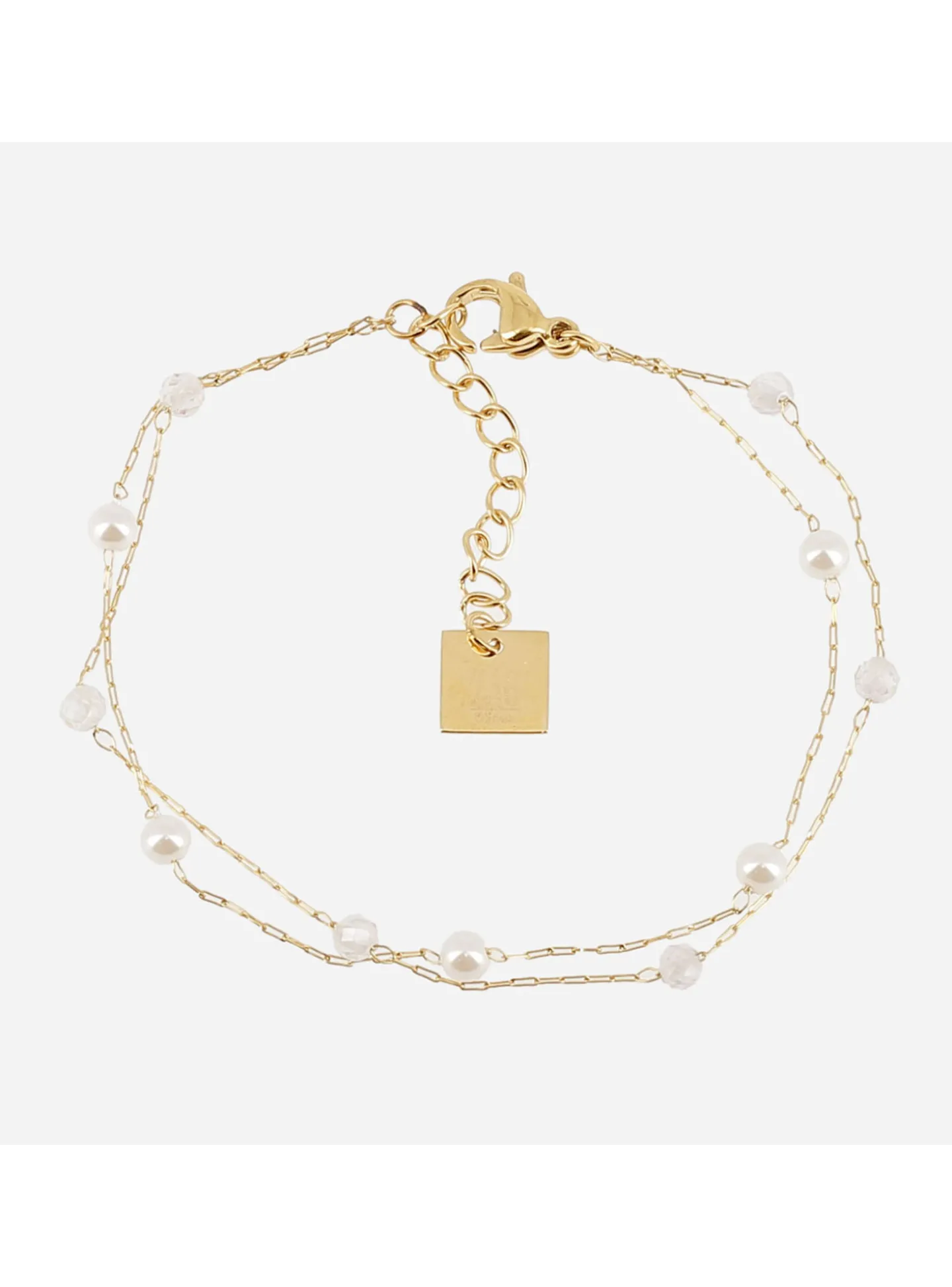 Bracelet Zag Bijoux Hinaku acier doré_x005f_x000D_perles de culture/oxydes