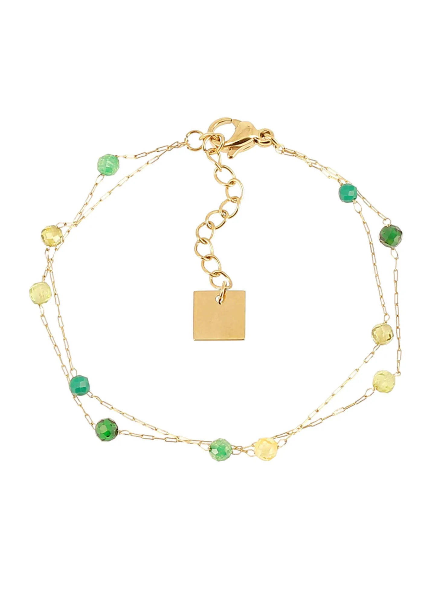 Bracelet Zag Bijoux Hinaku acier doré pierres vertes