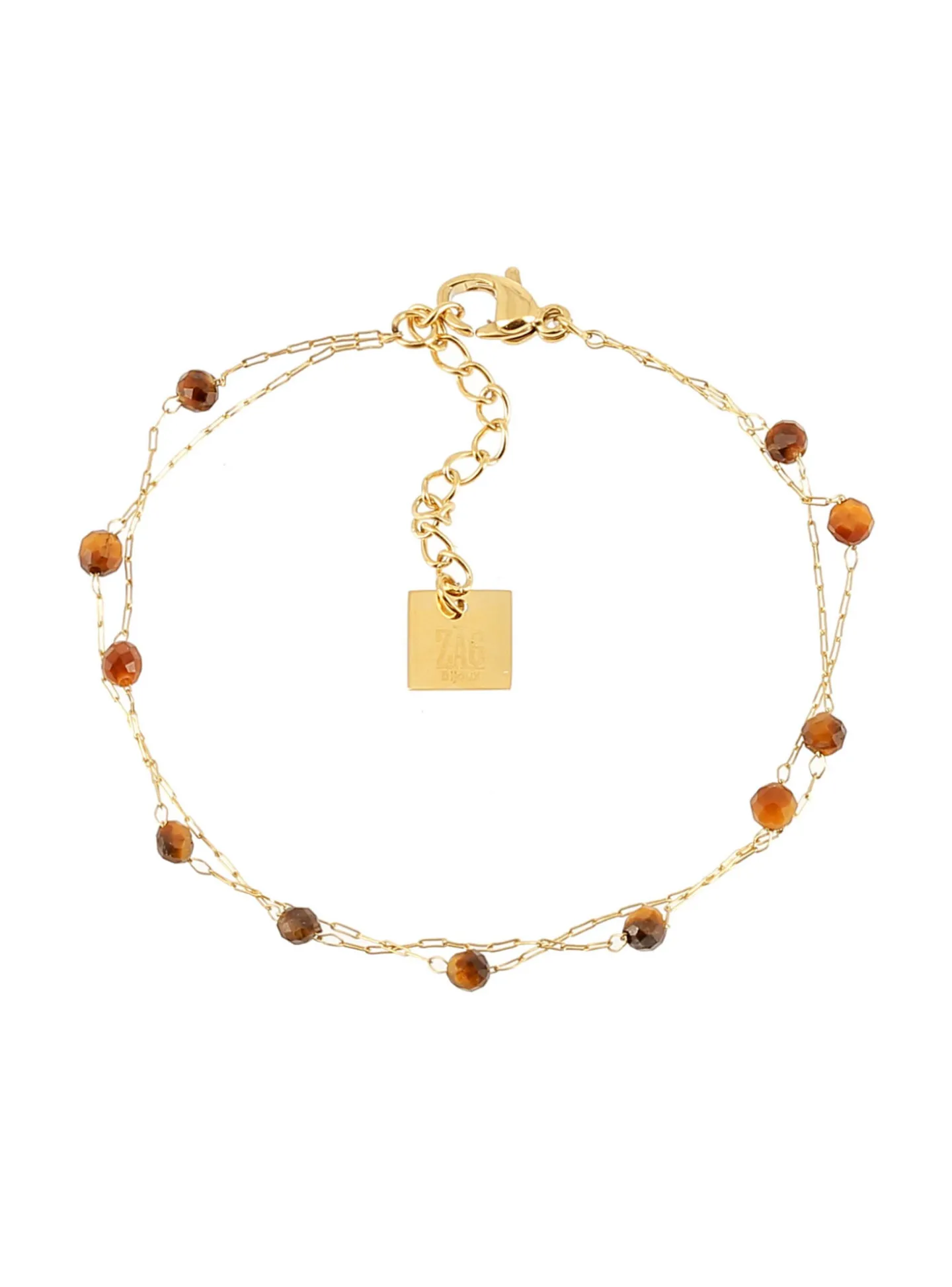 Bracelet Zag Bijoux Hinaku acier doré oeil de tigre