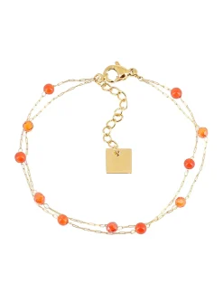 Bracelet Zag Bijoux Hinaku acier doré pierres orange