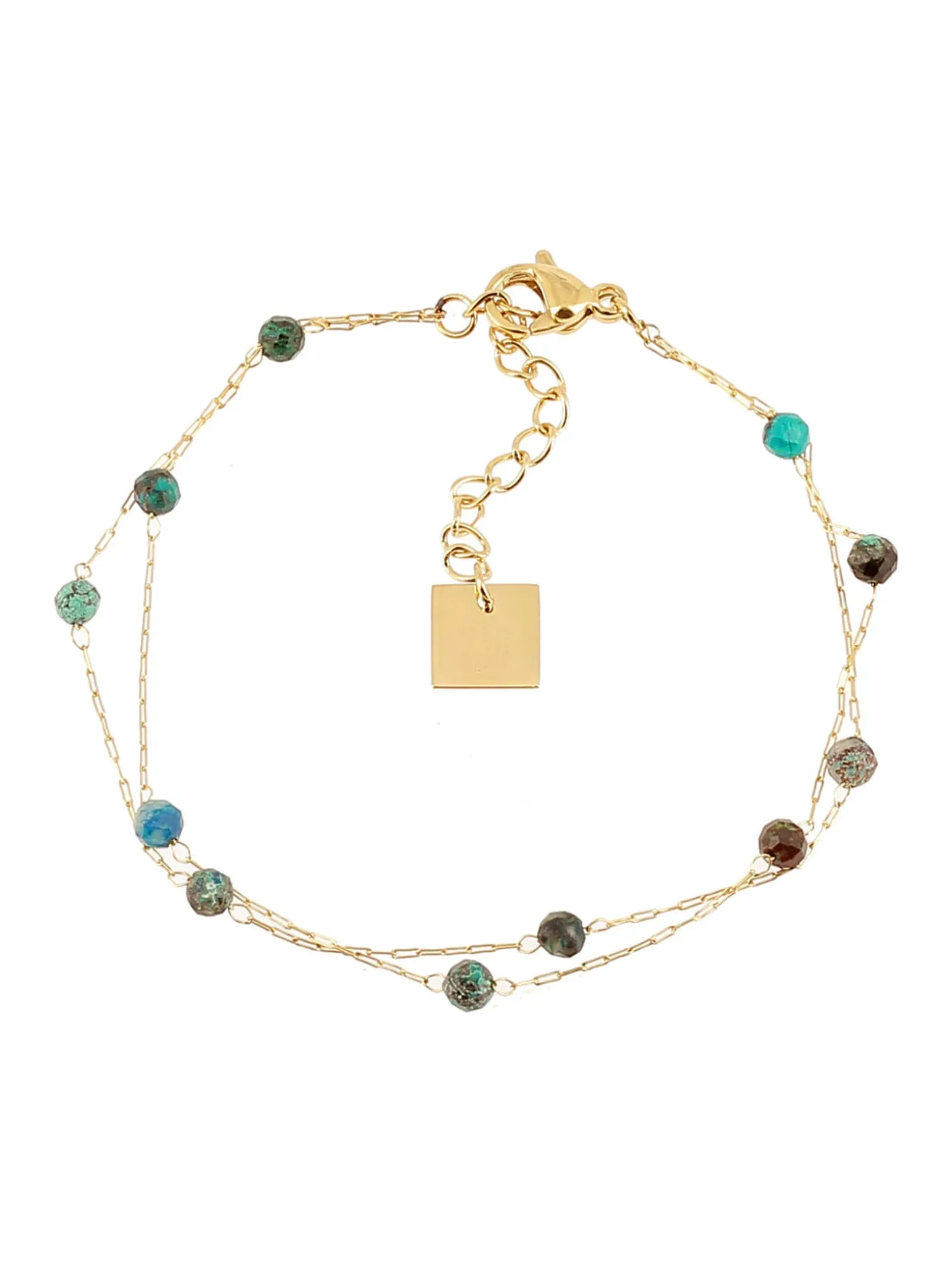 Bracelet Zag Bijoux Hinaku acier doré tuquoise