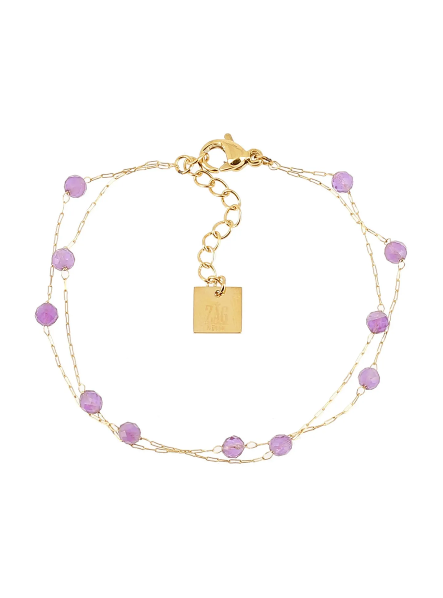 Bracelet Zag Bijoux Hinaku acier doré améthyste
